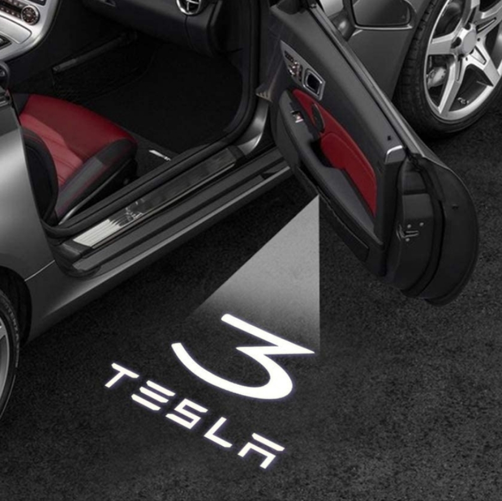 2 Tesla LED logo car door projector lights